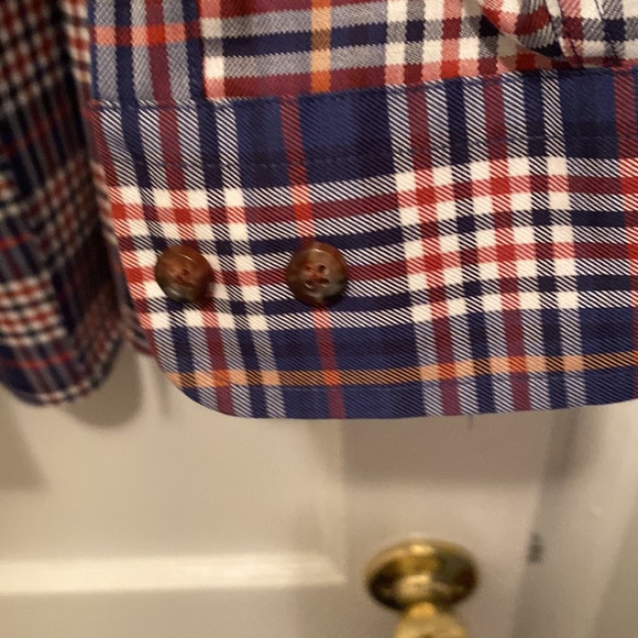 Jos A Bank Blue Button Down Collar Shirt w/ Cream Striping - Large - Picture 5 of 7